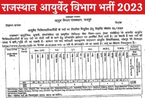 Rajasthan Ayurved Vibhag Recruitment 2023