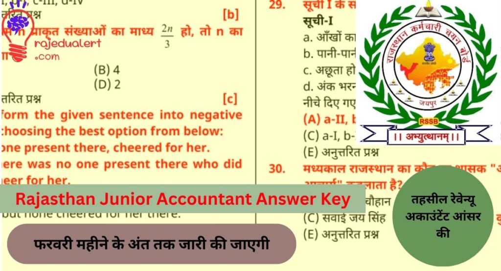 Rajasthan Junior Accountant Answer Key